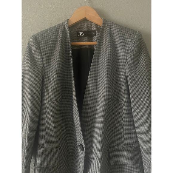 ZARA TAILORED HOUNDSTOOTH BLAZER - Picture 7 of 9